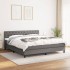 Cama box spring con colchón tela gris oscuro 160x200