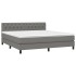 Cama box spring con colchón tela gris oscuro 160x200