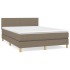 Cama box spring con colchón tela gris taupe 140x200