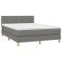 Cama box spring con colchón tela gris oscuro 140x190