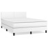 Cama box spring con colchón cuero sintético blanco