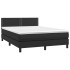 Cama box spring con colchón cuero sintético negro 140x190