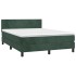 Cama box spring con colchón terciopelo verde oscuro 140x200