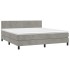 Cama box spring con colchón terciopelo gris claro 160x200