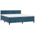 Cama box spring con colchón terciopelo azul oscuro 180x200