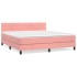 Cama box spring con colchón terciopelo rosa 180x200