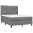 Cama box spring con colchón tela gris oscuro 140x190