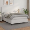 Cama box spring con colchón cuero sintético blanco 140x190 cm