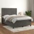 Cama box spring con colchón terciopelo gris oscuro 140x190