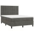 Cama box spring con colchón terciopelo gris oscuro 140x190