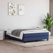 Cama box spring con colchón tela azul 160x200 cm