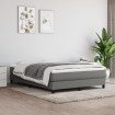 Cama box spring con colchón tela gris oscuro 140x190 cm