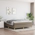 Cama box spring con colchón tela gris taupe 180x200