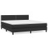 Cama box spring con colchón cuero sintético negro 160x200