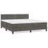 Cama box spring con colchón terciopelo gris oscuro 180x200