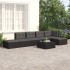 Set muebles de jardín 6 piezas y cojines ratán sintético