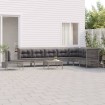 Set de muebles de jardín 9 pzas y cojines ratán sintético gris