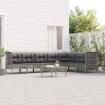 Set de muebles de jardín 8 pzas y cojines ratán sintético gris