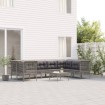 Set de muebles de jardín 9 pzas y cojines ratán sintético gris