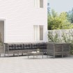 Set de muebles de jardín 10 pzas y cojines ratán sintético gris