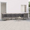 Set de muebles de jardín 8 pzas y cojines ratán sintético gris