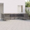 Set de muebles de jardín 9 pzas y cojines ratán sintético gris