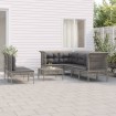 Set de muebles de jardín 8 pzas y cojines ratán sintético gris