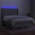 Cama box spring colchón y luces LED tela gris claro 140x200