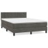 Cama box spring con colchón terciopelo gris oscuro 140x190