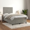 Cama box spring con colchón terciopelo gris claro 120x200 cm