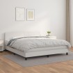 Cama box spring con colchón cuero sintético blanco 160x200 cm