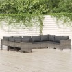 Set de muebles de jardín 9 pzas y cojines ratán sintético gris