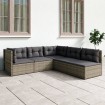 Set de muebles de jardín 5 pzas y cojines ratán sintético gris