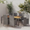 Set de comedor de jardín 7 pzas y cojines ratán sintético gris