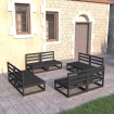 Juego de muebles de jardín 8 piezas negro madera maciza de pino