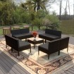 Set de muebles de jardín 9 pzas cojines ratán sintético negro