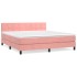 Cama box spring con colchón terciopelo rosa 160x200