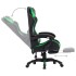 Silla gaming con reposapiés cuero sintético verde y