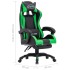 Silla gaming con reposapiés cuero sintético verde y