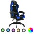 Silla gaming con luces LED RGB cuero sintético azul y