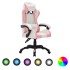 Silla gaming con luces LED RGB cuero sintético rosa y