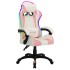 Silla gaming con luces LED RGB cuero sintético rosa y