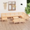 Juego de muebles de jardín 11 piezas madera maciza de pino