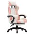 Silla gaming con reposapiés cuero sintético rosa y