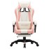 Silla gaming con reposapiés cuero sintético rosa y