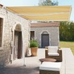 Toldo de pie automático amarillo y blanco 350x250 cm