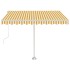 Toldo de pie automático amarillo y blanco 350x250