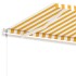 Toldo de pie automático amarillo y blanco 350x250