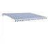 Toldo automático retráctil azul y blanco 400x350