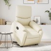 Sillón reclinable elevable eléctrico de cuero sintético crema